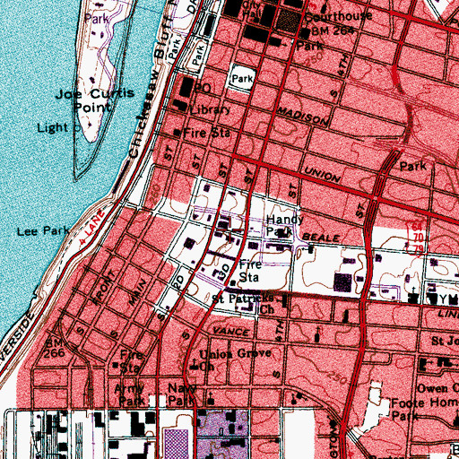 Topographic Map of Beale Street National Historic Preservation District, TN