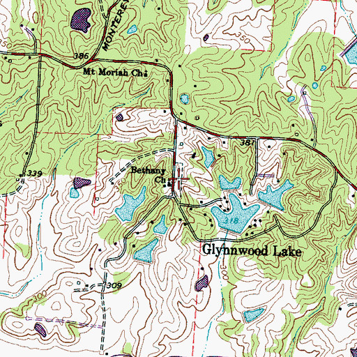 Topographic Map of Bethany Cemetery, TN