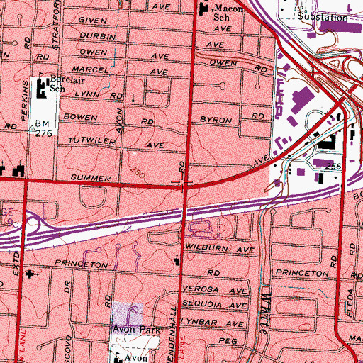 Topographic Map of Bell Plaza Shopping Center, TN