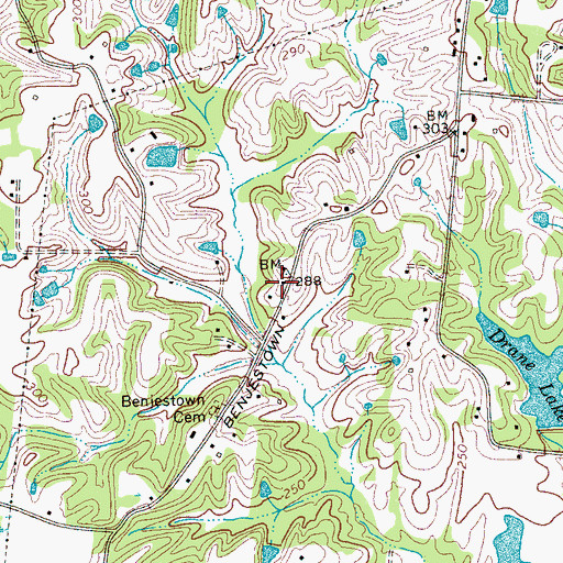 Topographic Map of Benjestown School (historical), TN