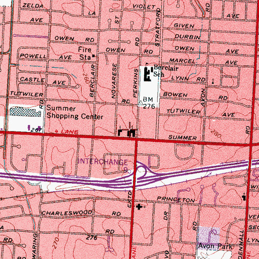 Topographic Map of Berclair Baptist Church, TN