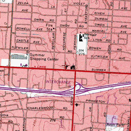 Topographic Map of Berclair Church of Christ, TN