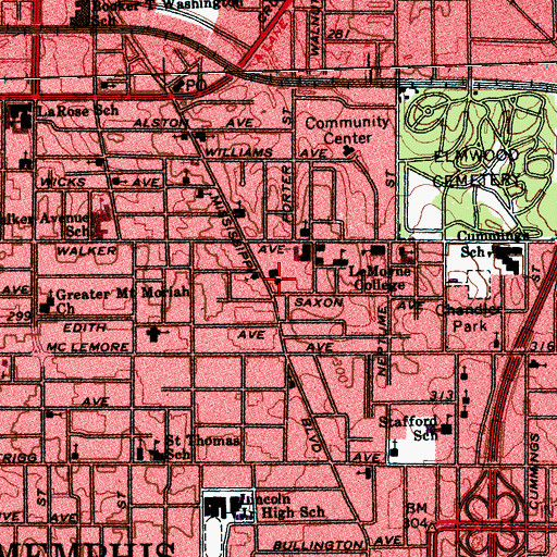 Topographic Map of Bethel United Presbyterian Church, TN