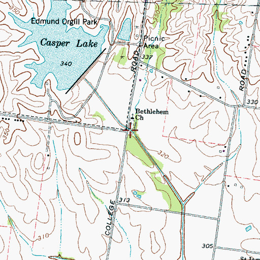 Topographic Map of Bethlehem School (historical), TN