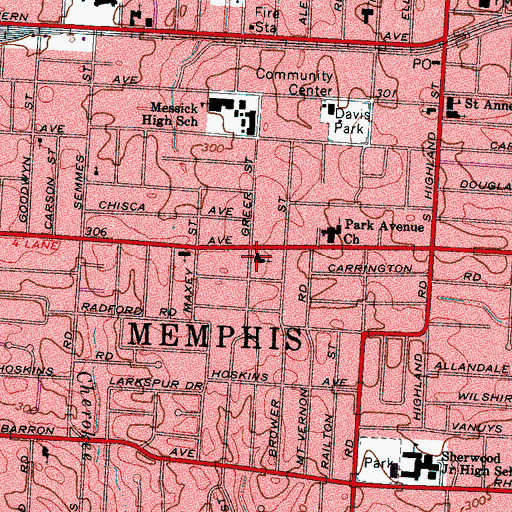Topographic Map of Bibleway House of Prayer, TN