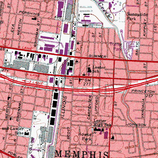 Topographic Map of Binghampton First Baptist Church, TN