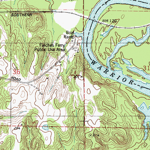 Topographic Map of Finches Ferry Public Use Area, AL