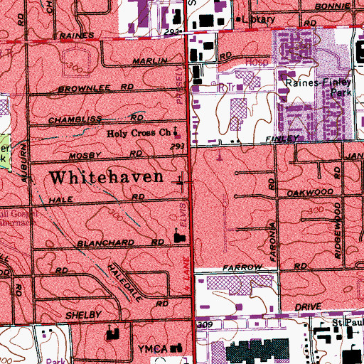 Topographic Map of Boulevard Church of Christ, TN