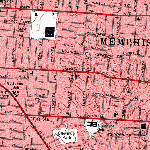 Topographic Map of Breath of Life Seventh Day Adventist Church, TN