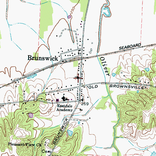 Topographic Map of Brunswick Baptist Church, TN