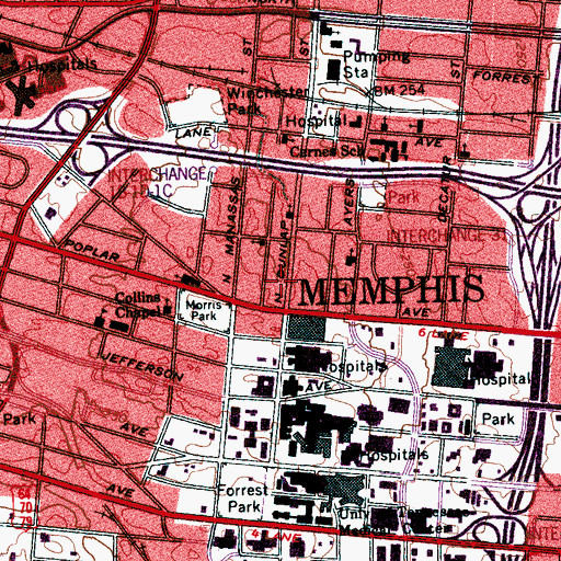 Topographic Map of Burning Bush Missionary Baptist Church, TN