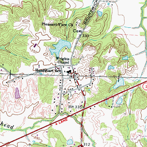 Topographic Map of Bush Grove Church Number One (historical), TN