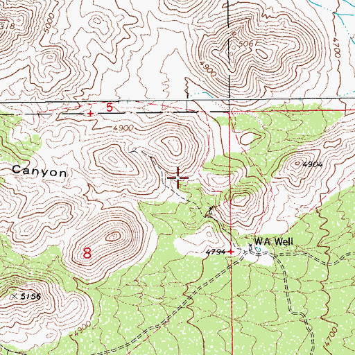 Topographic Map of W A Canyon, AZ