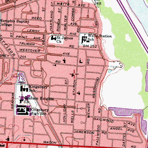 Topographic Map of Calvary Temple Assembly of God Church, TN