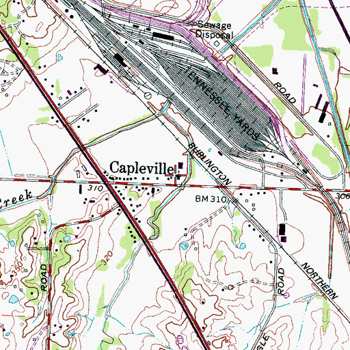 Topographic Map of Capleville Baptist Church, TN