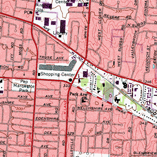 Topographic Map of Blackwood Brothers Christian Center Church, TN