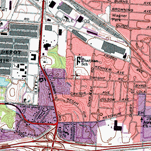 Topographic Map of Charjean Baptist Church, TN