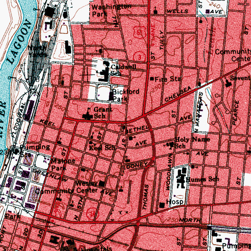 Topographic Map of Chelsea Avenue Presbyterian Church (historical), TN