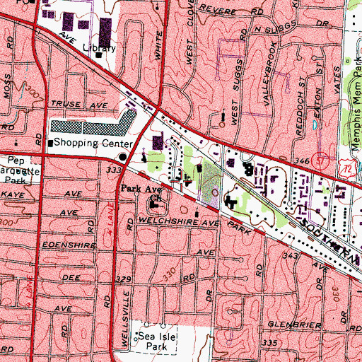 Topographic Map of Christ the King Lutheran Church, TN