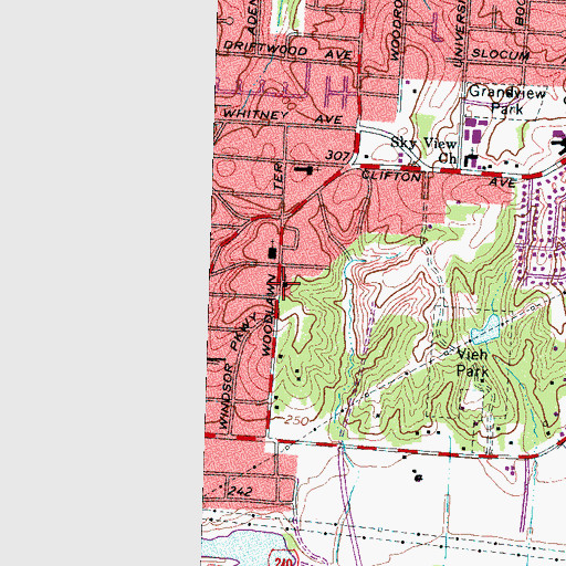 Topographic Map of Christ Temple Church of God and Christ, TN