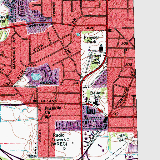 Topographic Map of Church of Christ, TN