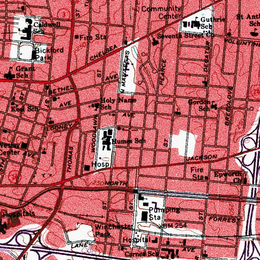 Topographic Map of Church of God in Christ, TN