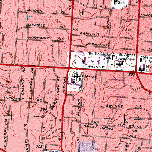 Topographic Map of Church of the Holy Communion, TN