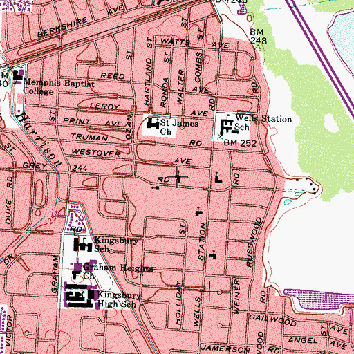 Topographic Map of Church of the Lord Jesus Christ, TN