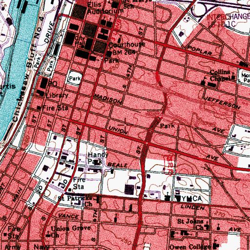 Topographic Map of Church Park, TN