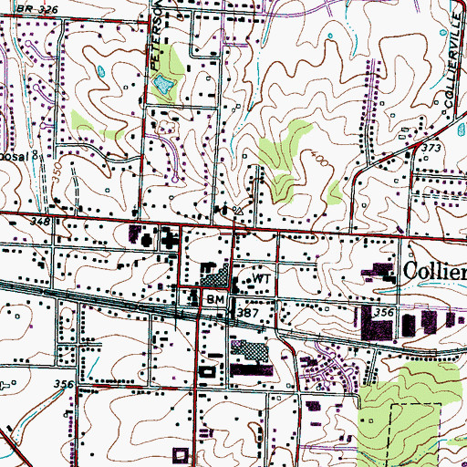 Topographic Map of Collierville Christian Church, TN