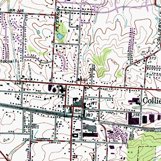 Topographic Map of Collierville Church of Christ, TN