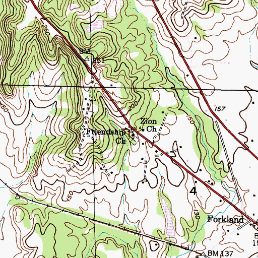 Topographic Map of Friendship School (historical), AL