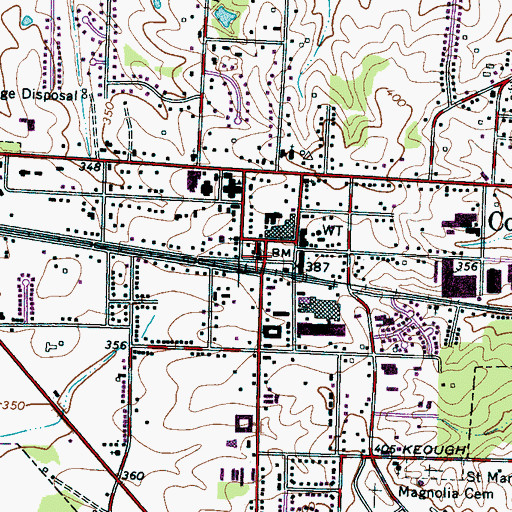 Topographic Map of Collierville United Methodist Church, TN