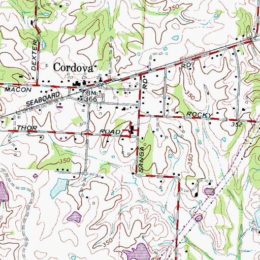 Topographic Map of Cordova School, TN