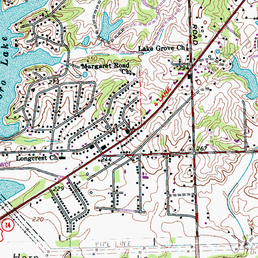 Topographic Map of Coro Lake Church of Christ, TN