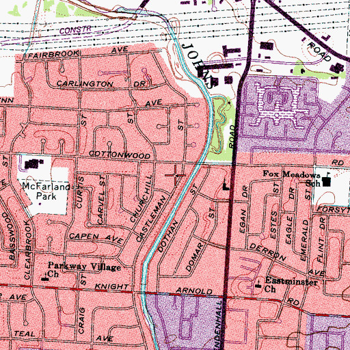Topographic Map of Cottonwood Heights Baptist Church, TN