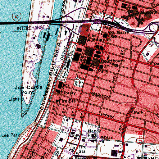 Topographic Map of Court Square, TN