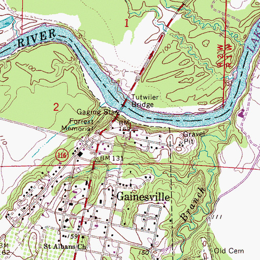 Topographic Map of Gainesville Bar, AL