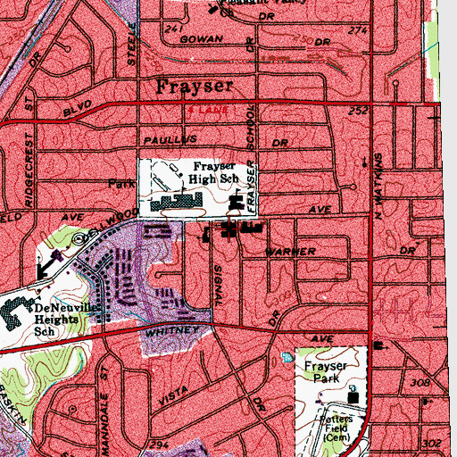 Topographic Map of Dellwood Baptist Church, TN
