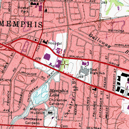 Topographic Map of East Park, TN