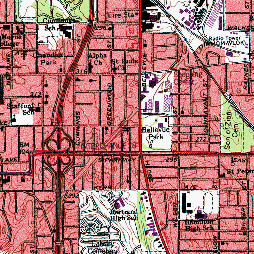 Topographic Map of East Trigg Avenue Baptist Church, TN