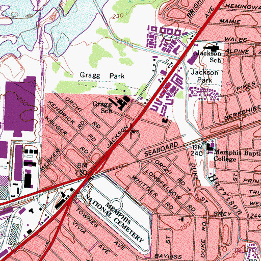 Topographic Map of Eastland Presbyterian Church, TN