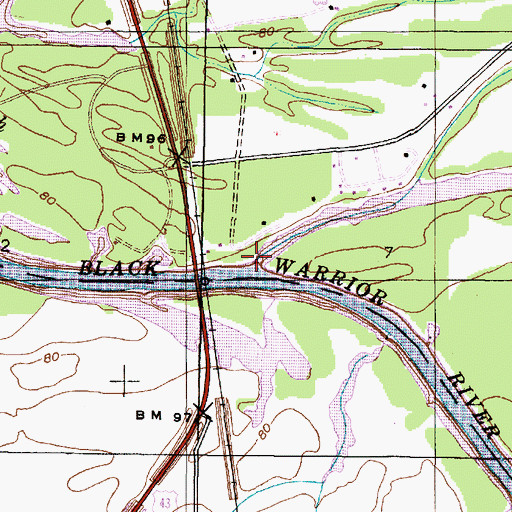 Topographic Map of Garners Ferry (historical), AL