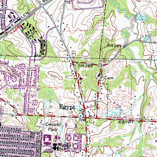 Topographic Map of Egypt Baptist Church, TN