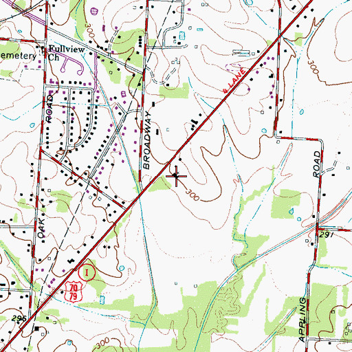 Topographic Map of Ellendale Baptist Church, TN