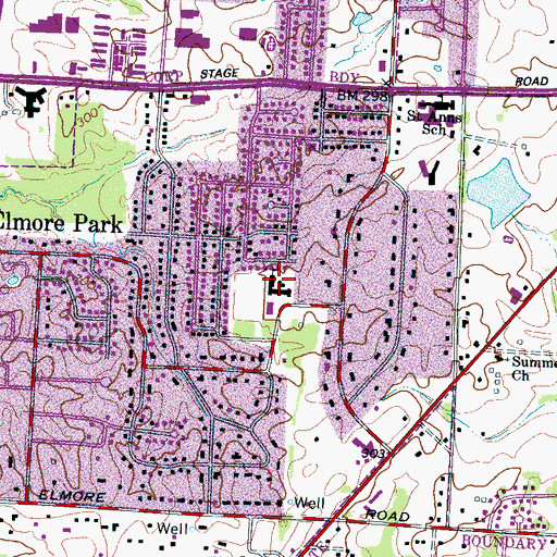 Topographic Map of Elmore Park Elementary School, TN