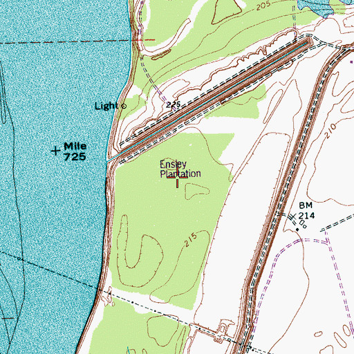 Topographic Map of Ensley Plantation, TN
