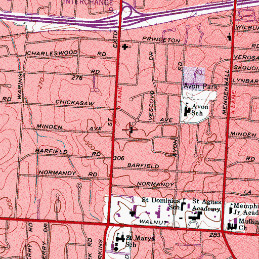Topographic Map of Evangel Baptist Church, TN