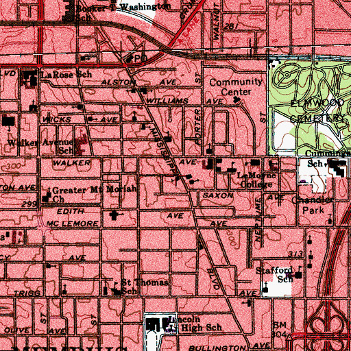 Topographic Map of Evening Star Missionary Baptist Church, TN