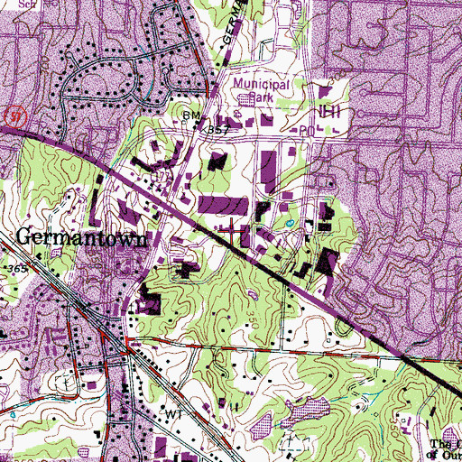 Topographic Map of Exeter Village Shopping Center, TN